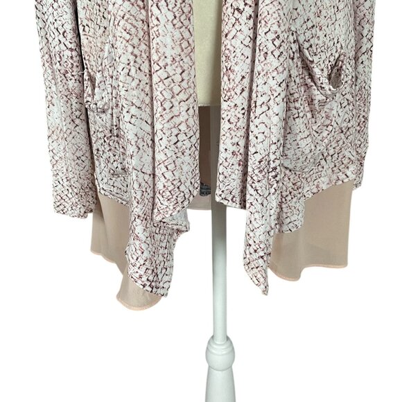 LOGO by Lori Goldstein pink purple long sleeve open stretchy cardigan women's M - Picture 5 of 9